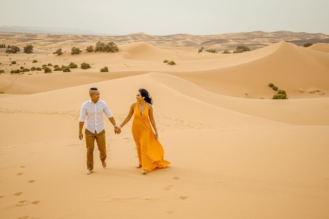 Camel trekking overnight in Merzouga desert camp - Day 1: tea, then a 40-minute camel trek to sunset