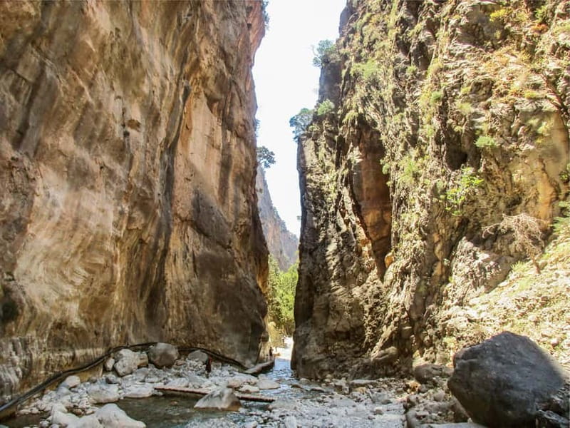 From Chania: Full-Day Samaria Gorge Trek Excursion & Guide - Entering Samaria Gorge National Park: the hike is long, rocky, and mostly downhill
