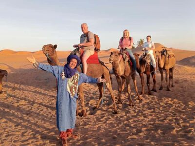 From Merzouga: Overnight Camel Trek over Erg Chebbi Dunes - Meeting at Kasbah Mohayut: pool time, voucher check, then Jeep to the camel park