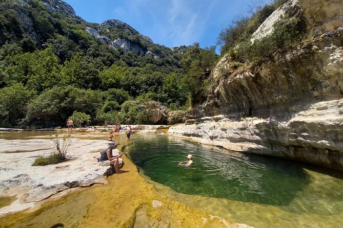 From Syracuse: Trekking Cavagrande - Canyon floor payoff: the spring-fed pool swim moment