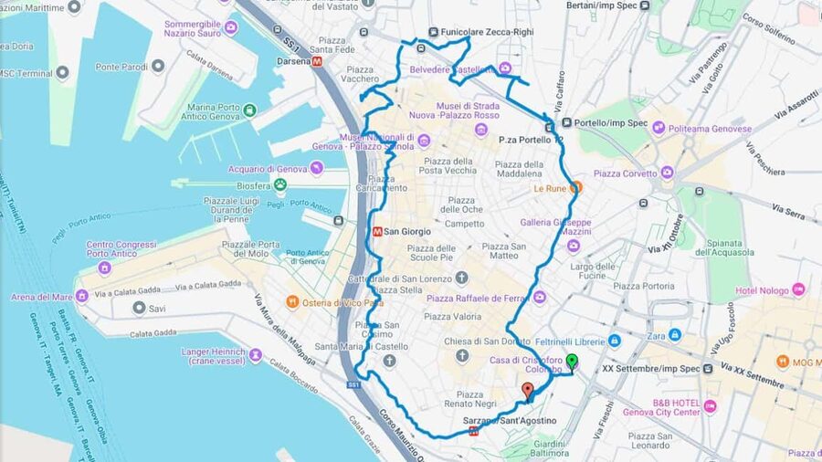 Genoa: Columbus Trail Urban Trekking with Wine & Local Tastings - Piazza Sarzano to the oratory and architecture faculty: the quiet layers
