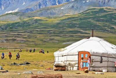Mongolia Nomad Trek • On-Foot & Horseback ~ 15 Day - Flying west to Bayan Ulgii: ger camp logistics and Kazakh culture