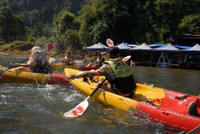 Vang Vieng: Kayaking&Water Cave&Tham Chang&Blue Lagoon 1 - Pickup and getting to the start: tuk-tuk logistics in Vang Vieng