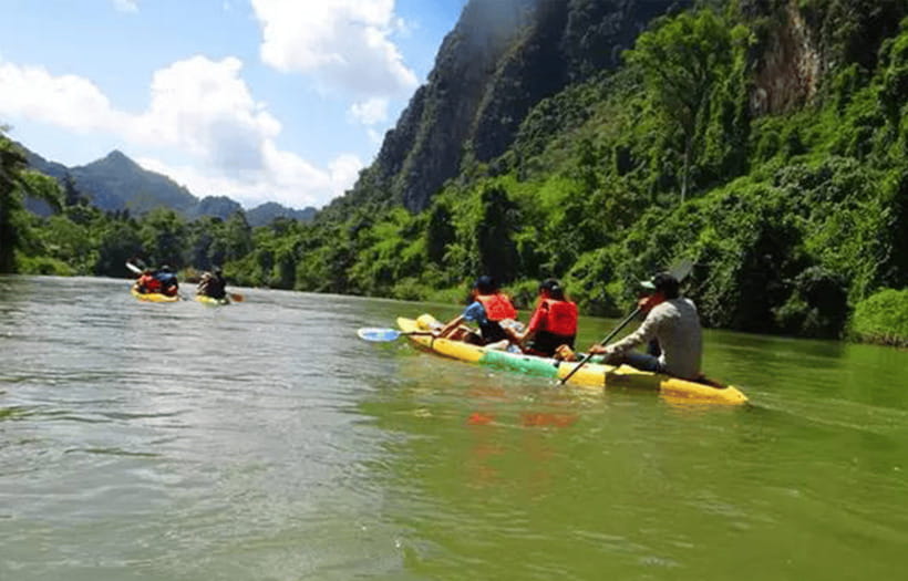 Vang Vieng: Zipline, Cave Tube, Trek, Kayak and Blue Lagoon - Zipline jungle jumps: instruction first, then flying